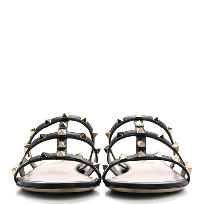 Valentino Garavani Nappa Rockstud Caged Flat Slide Sandals 38.5 Black 3 of 10