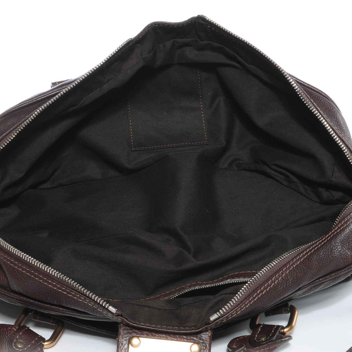 Leather Paddington Double Zipped Bowler Brown