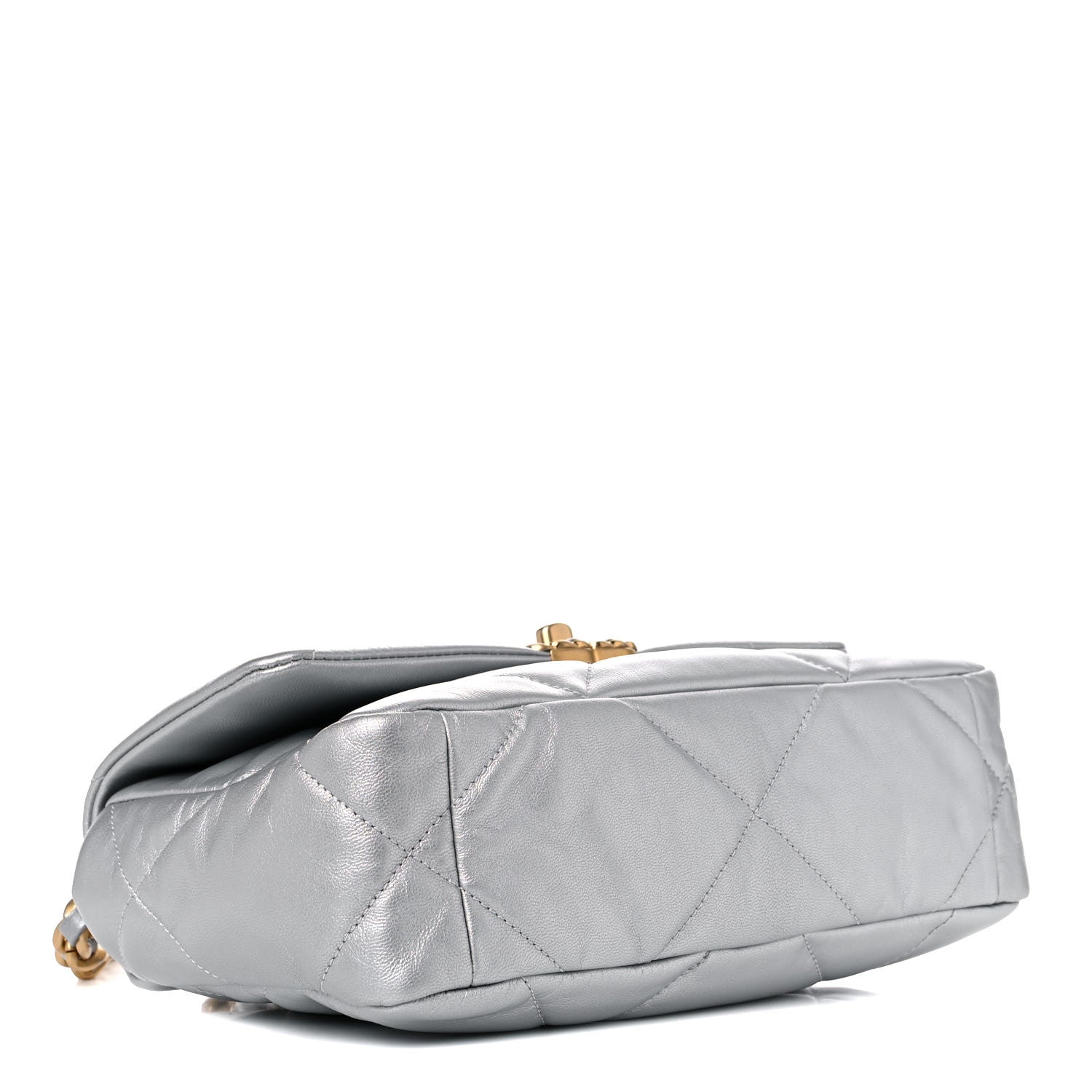 Chanel Metallic Goatskin Quilted Medium Chanel 19 Flap Silver 4 of 9
