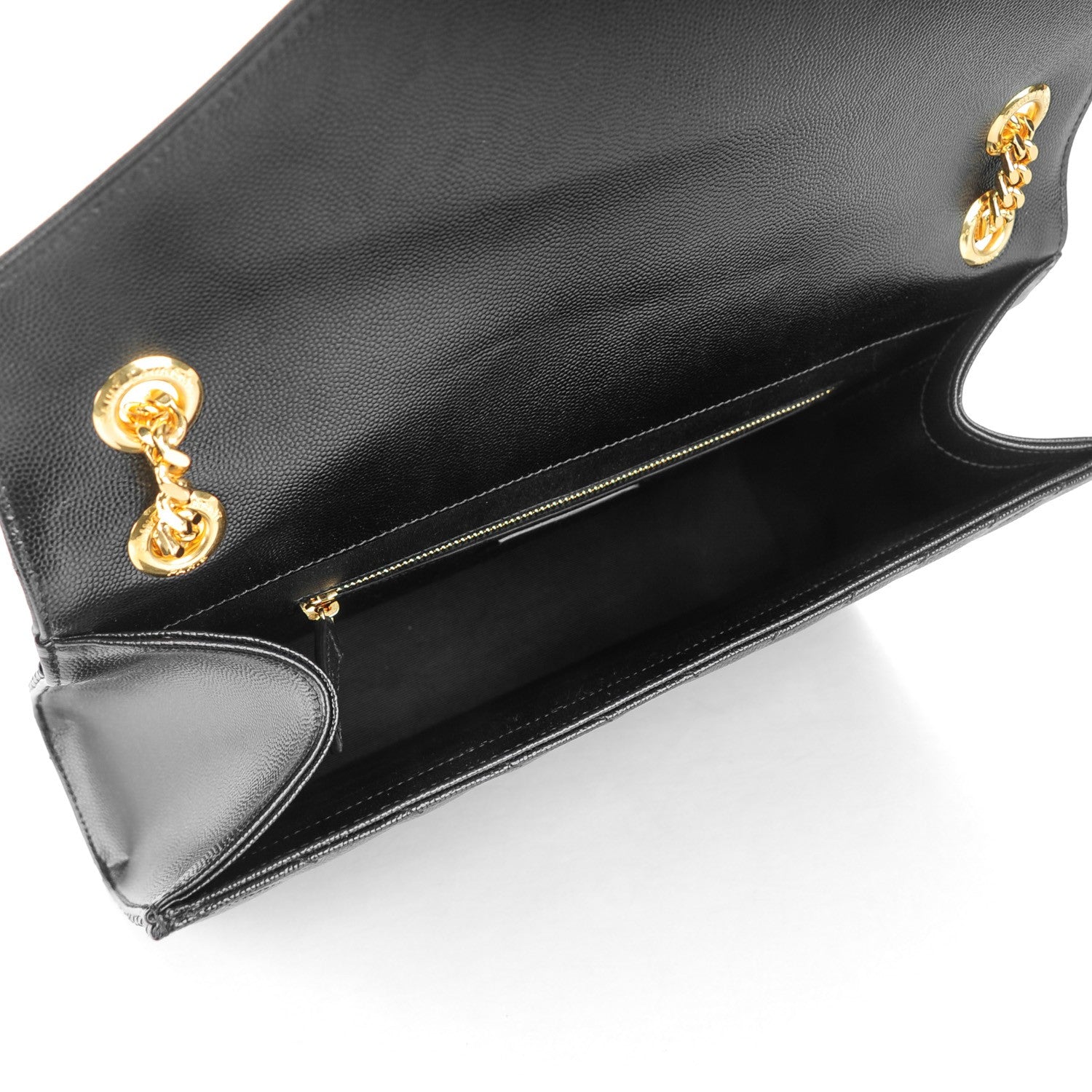 Saint Laurent Grain De Poudre Matelasse Chevron Large Monogram Satchel Black 5 of 8