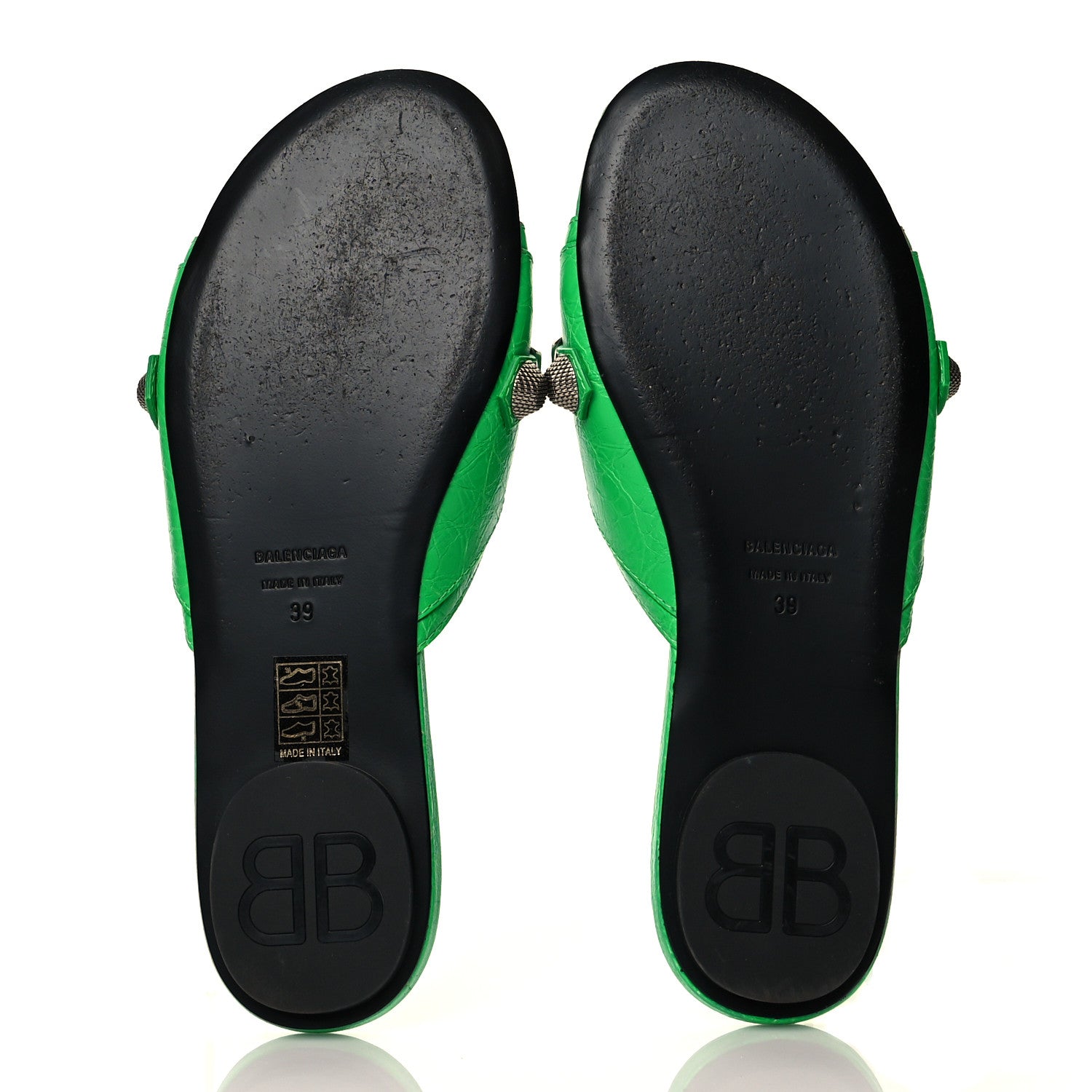 Balenciaga Agneau Arena Cagole Flat Slide Sandals 39 Vivid Green 5 of 8