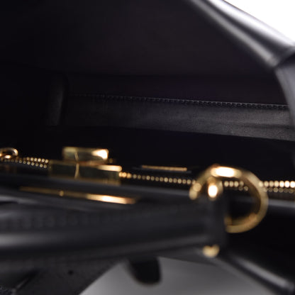 Fendi Vitello Seta Shiny Nappa Medium Peekaboo Iconic Satchel Black 5 of 9