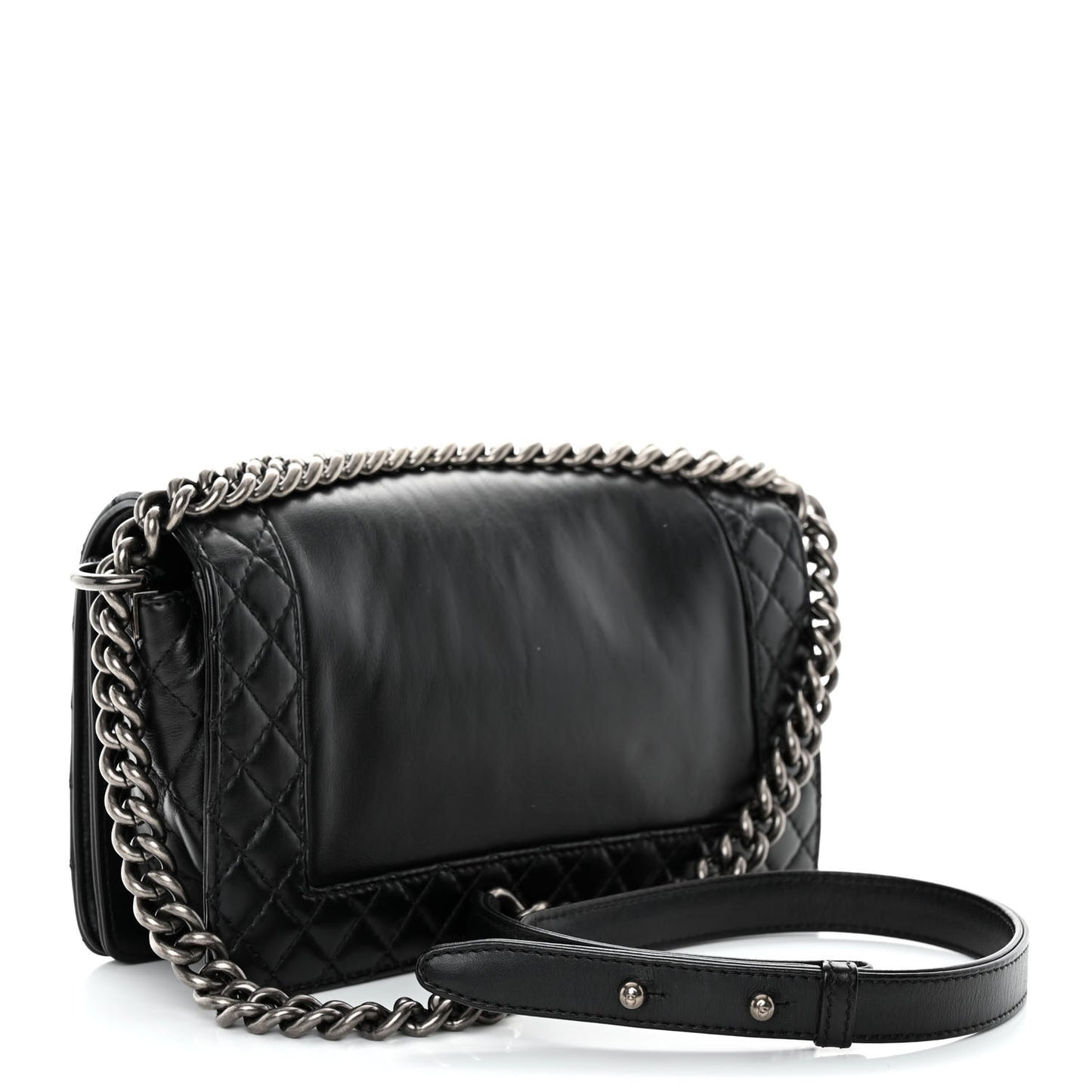 Calfskin Enchained Medium Boy Flap Black