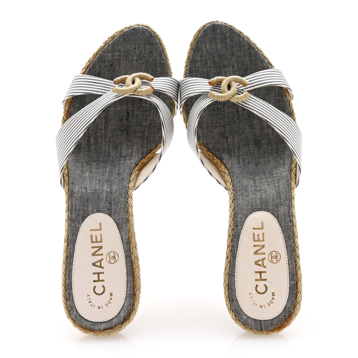 Chanel Fabric CC Espadrille Sandals 40 Beige 2 of 13