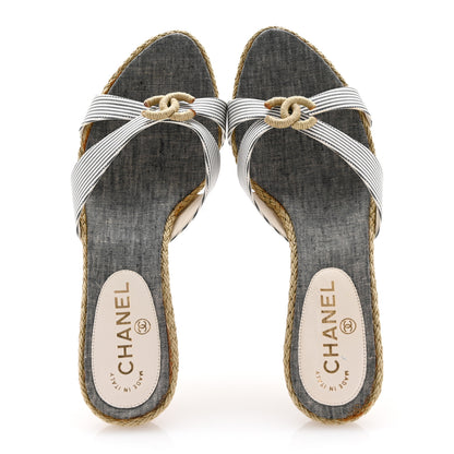 Chanel Fabric CC Espadrille Sandals 40 Beige 2 of 13
