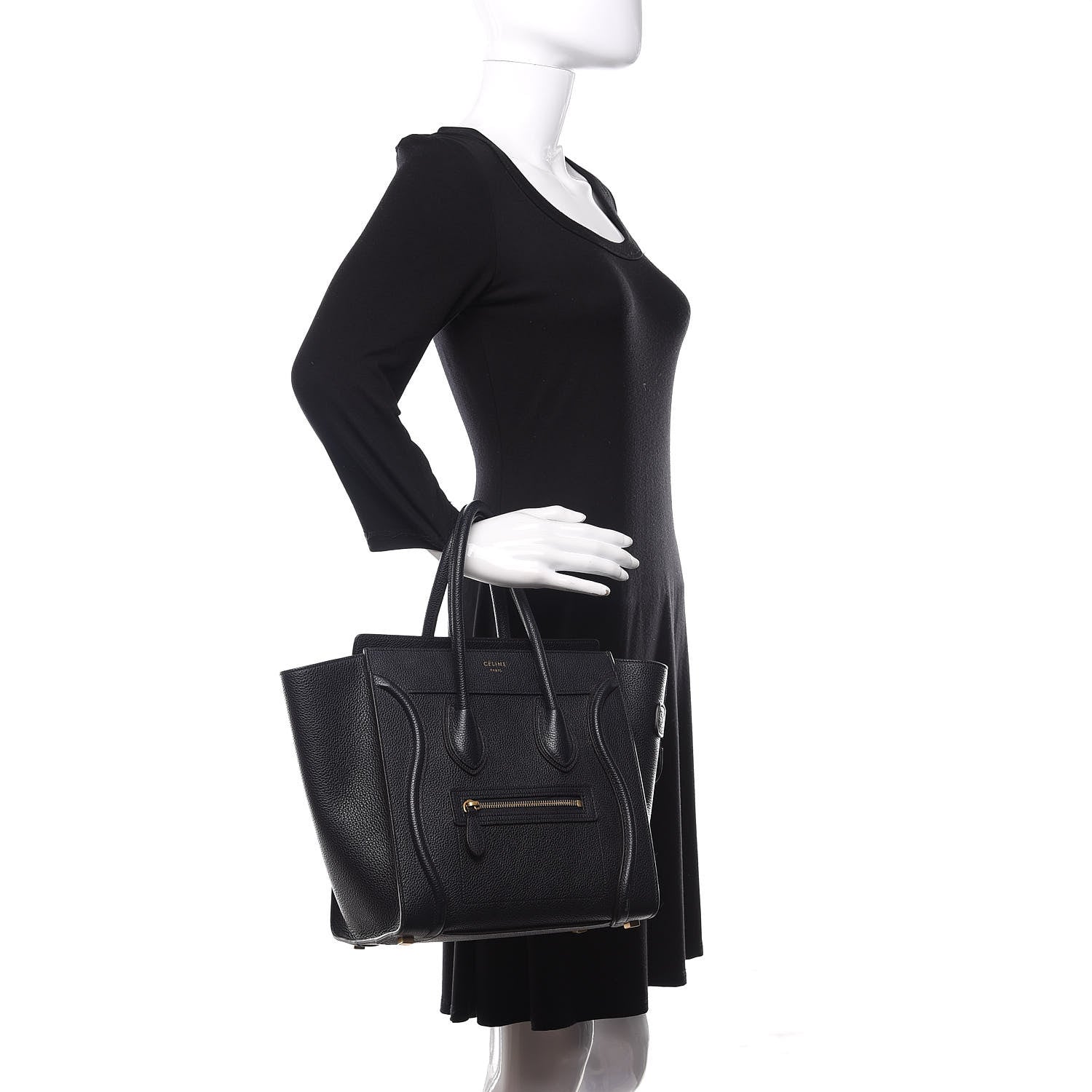 Celine Drummed Calfskin Micro Luggage Midnight 2 of 9