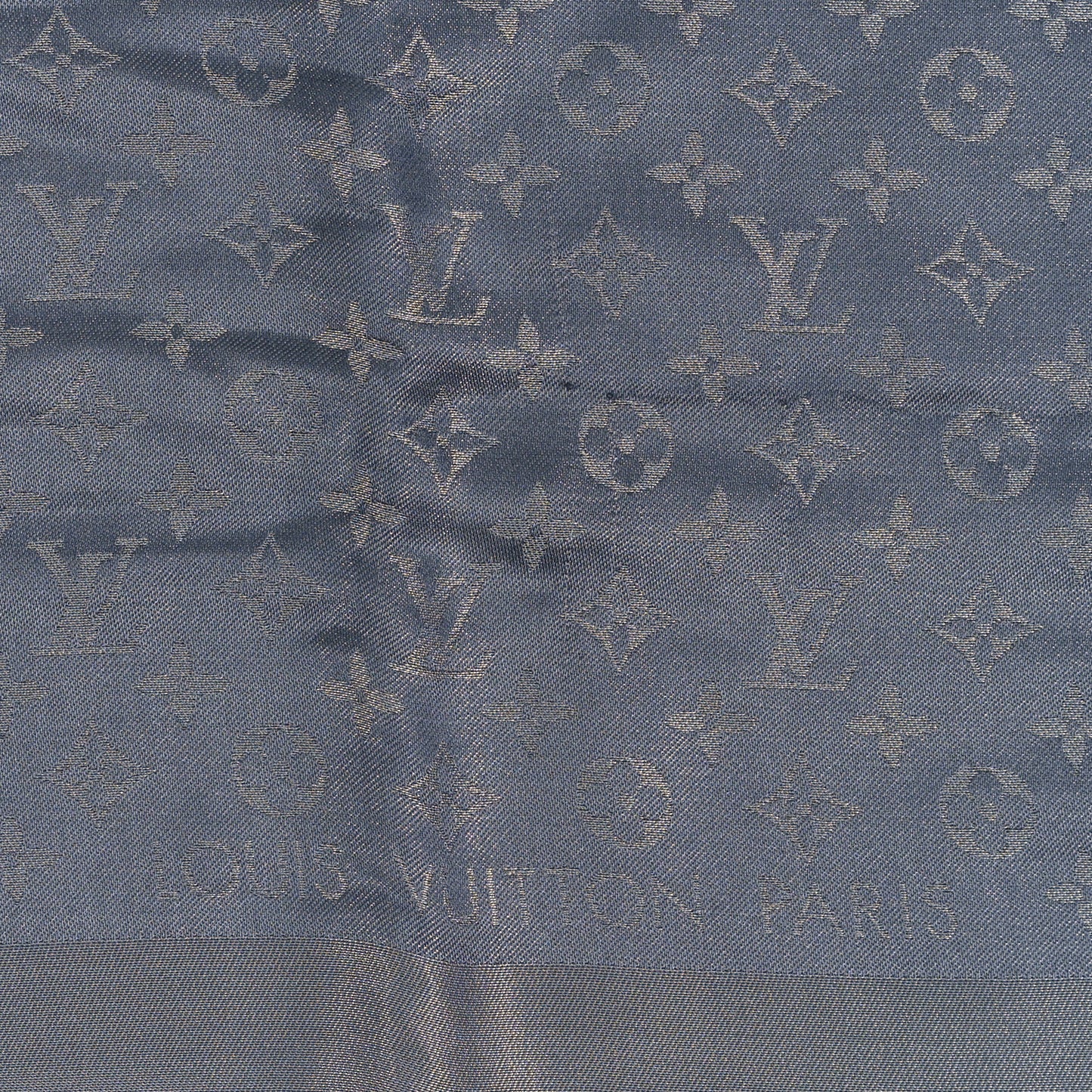 Silk Lurex Wool Monogram Shine Shawl Charcoal Grey
