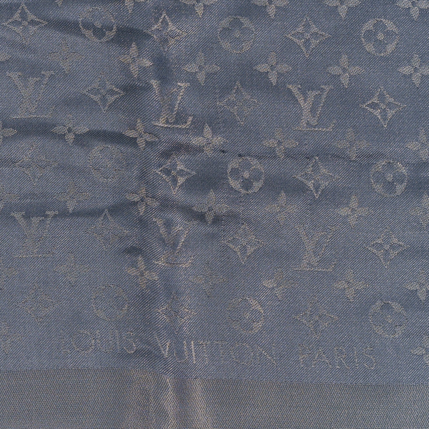 Louis Vuitton Silk Lurex Wool Monogram Shine Shawl Charcoal Grey 2 of 4