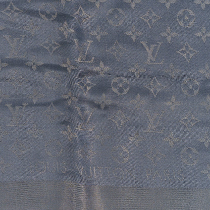 Louis Vuitton Silk Lurex Wool Monogram Shine Shawl Charcoal Grey 2 of 4