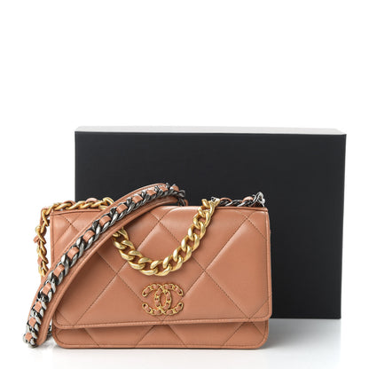 Chanel Lambskin Quilted 19 Wallet On Chain WOC Brown 12 of 12