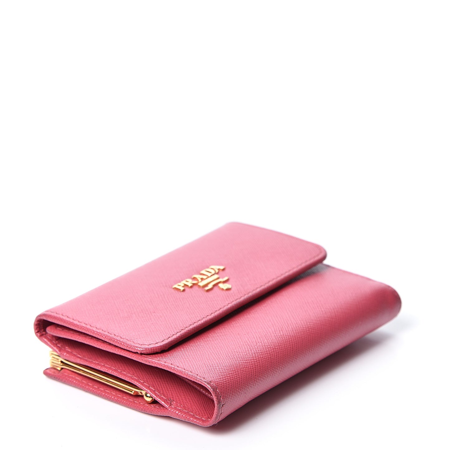 Saffiano Compact Kiss Lock Wallet Peonia