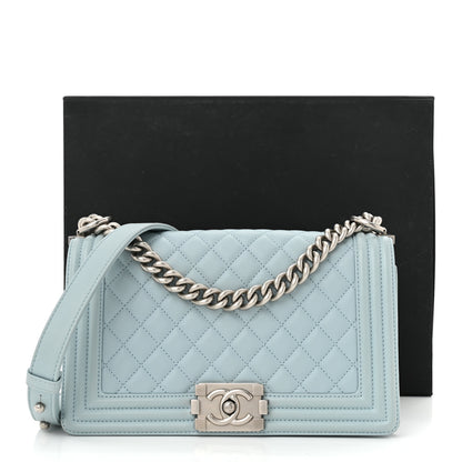 Chanel Calfskin Quilted Medium Boy Flap Light Blue 12 of 12