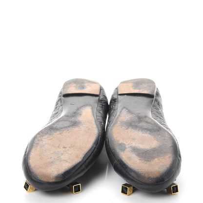 Louis Vuitton Monogram Calfskin Embossed Debbie Ballerina Flats 37 Black 5 of 10
