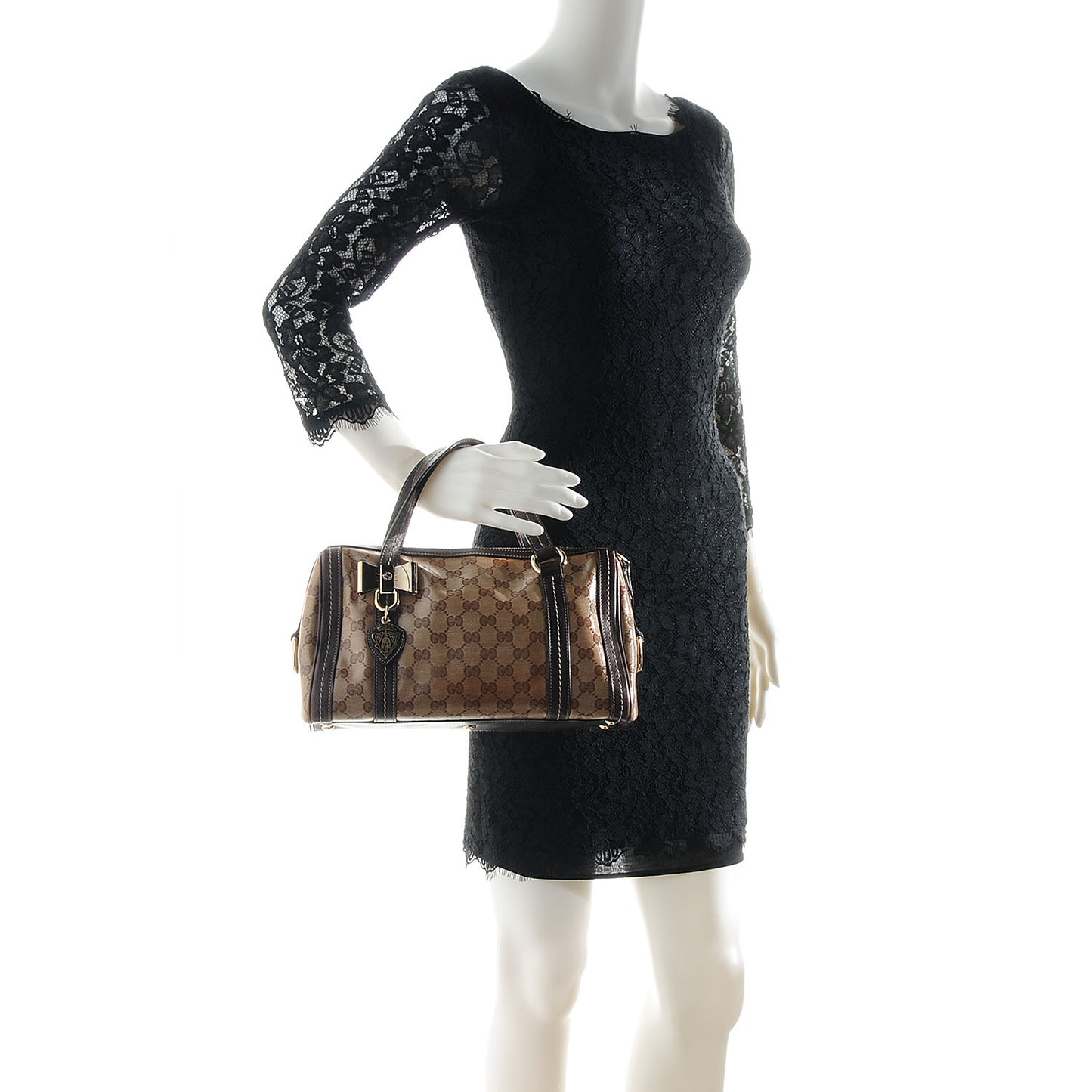 Crystal Monogram Duchessa Boston Bag Brown