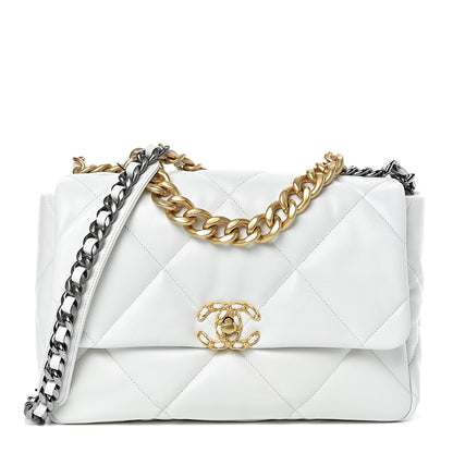 Chanel Goatskin Quilted Large 19 Flap White 1 of 11