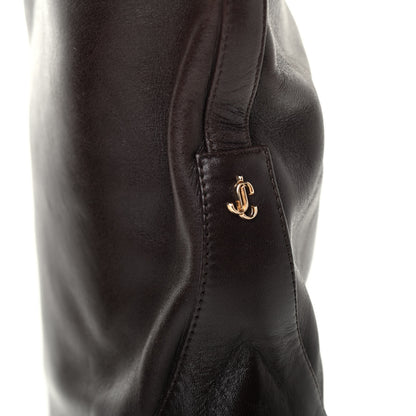 Jimmy Choo Shiny Calfskin Mahesa 85 Knee High Boots 38 Brown 9 of 9