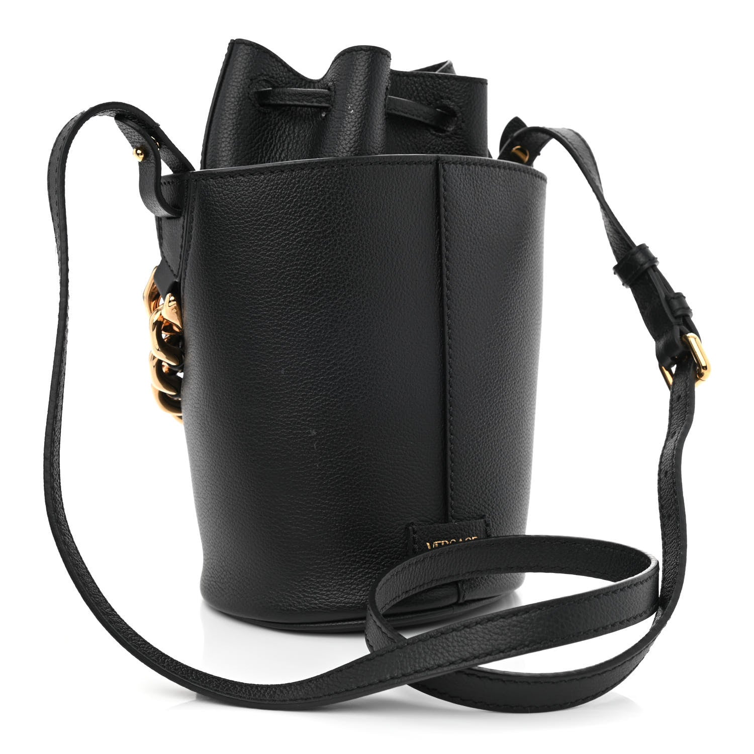 Versace Calfskin Medusa Chain Bucket Bag Black 2 of 10