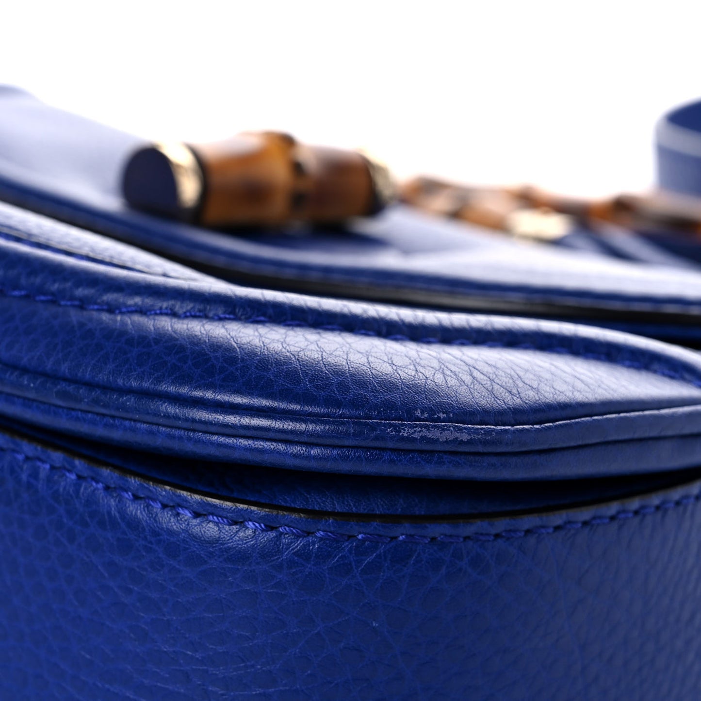Calfskin Medium New Bamboo Top Handle Bag Blue