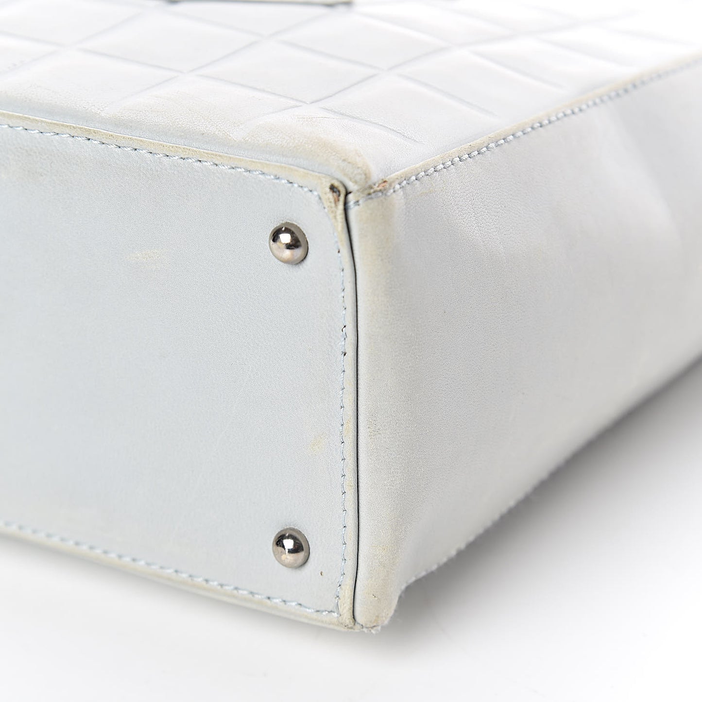 Lambskin Chocolate Bar Quilted Small Shoulder Bag Light Blue