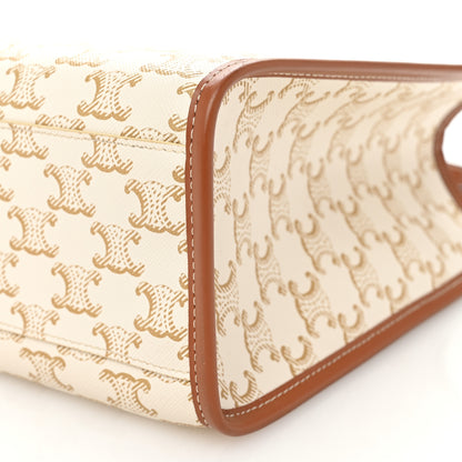 Celine Triomphe Canvas Calfskin Mini Horizontal Cabas White 12 of 12