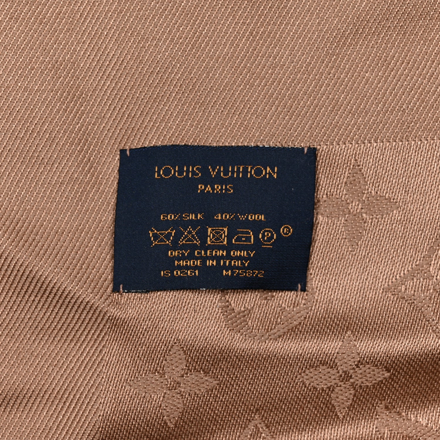 Louis Vuitton Silk Wool Monogram Shawl Cappuccino 2 of 4