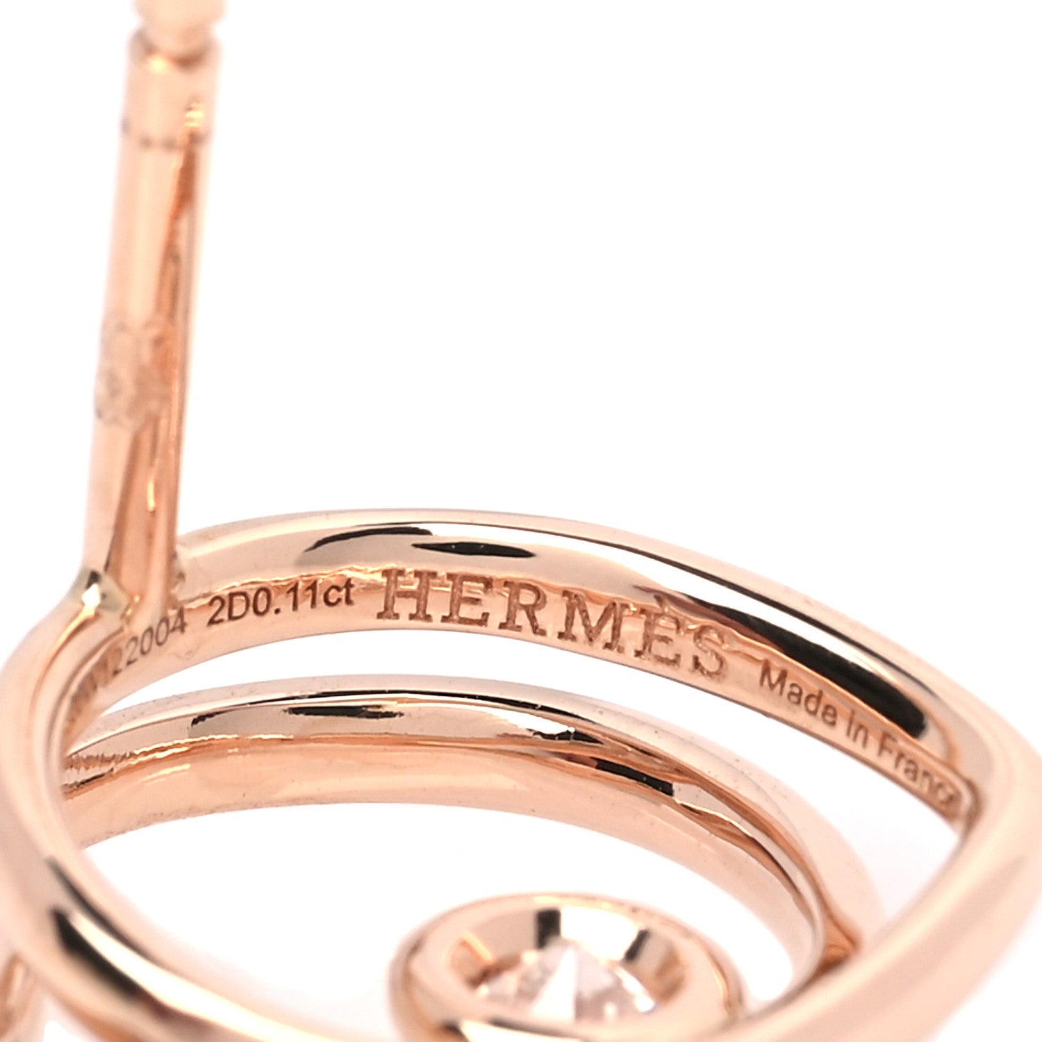 Hermes 18K Rose Gold Diamond TPM Vertige Coeur Earrings 4 of 5