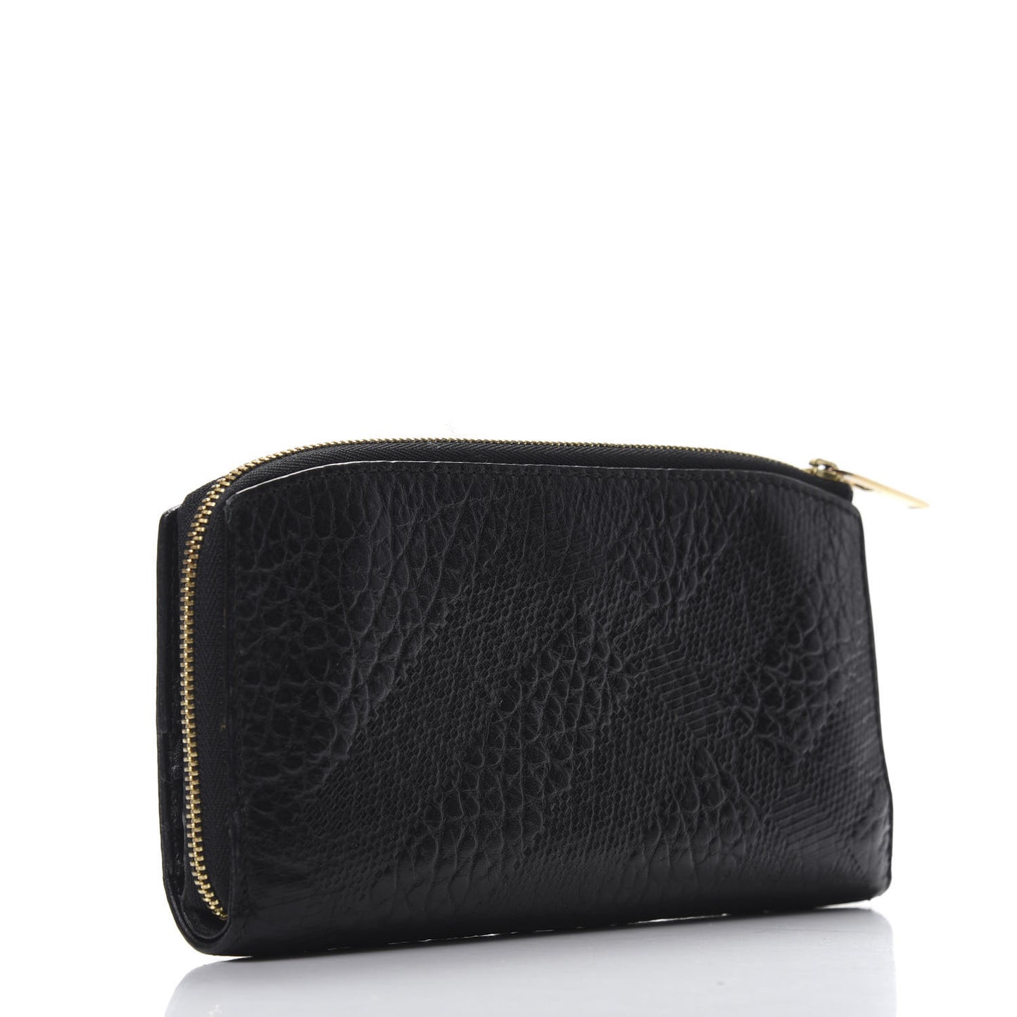 Signature Grain Calfskin Check Embossed Alvington Continental Wallet Black