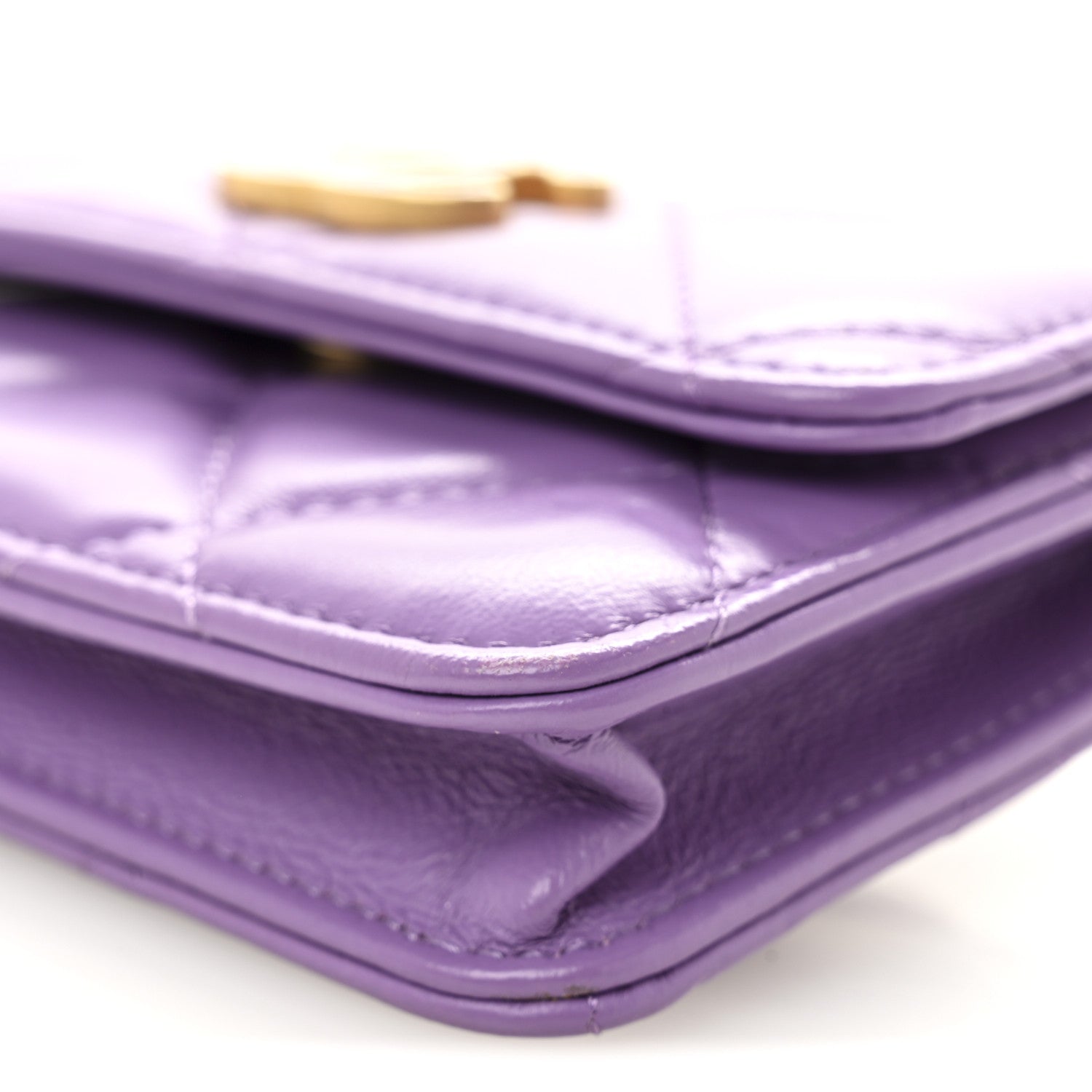 Chanel Lambskin Enamel Quilted Pending CC Flap Belt Bag Purple 11 of 11
