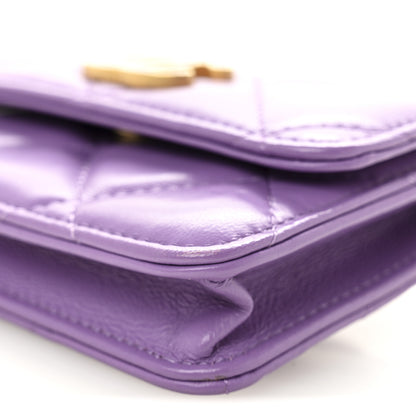 Chanel Lambskin Enamel Quilted Pending CC Flap Belt Bag Purple 11 of 11