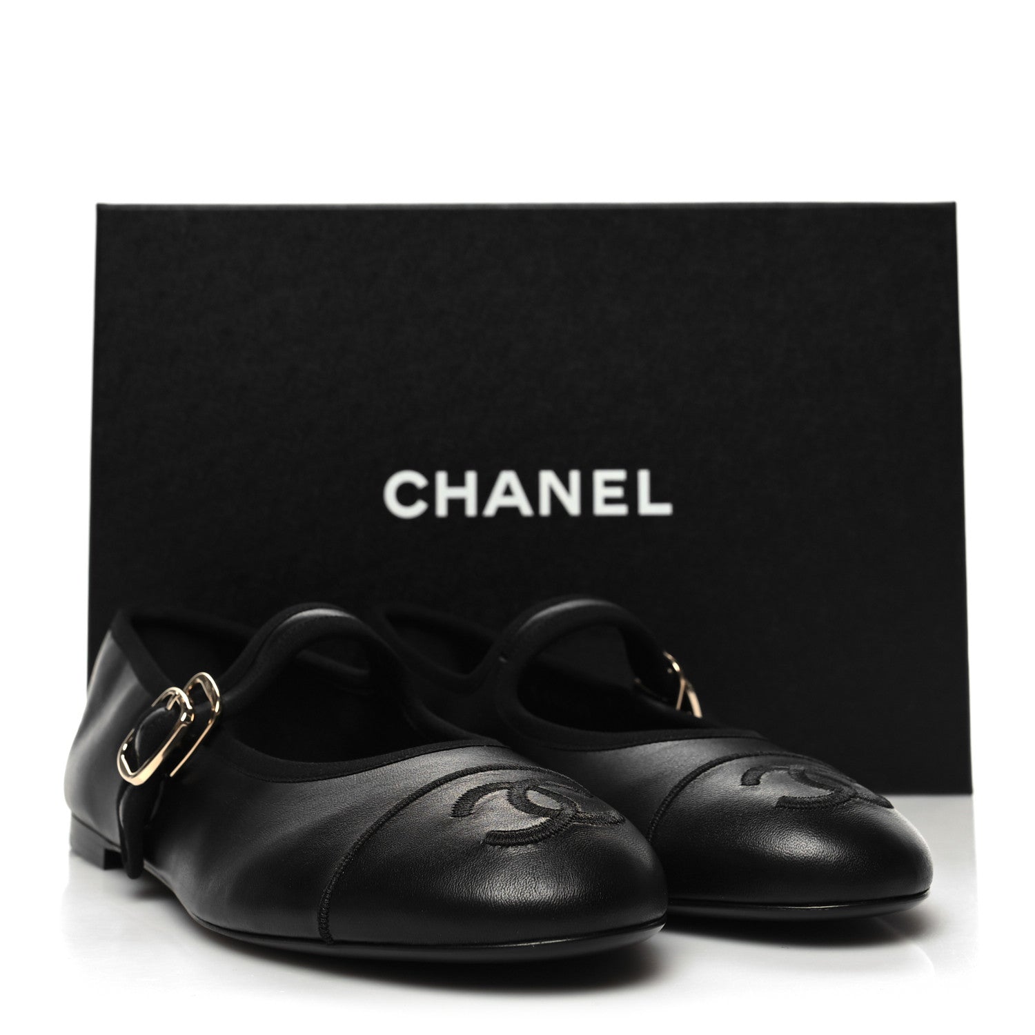 Chanel Lambskin Mary Jane Flats 38 Black 9 of 9
