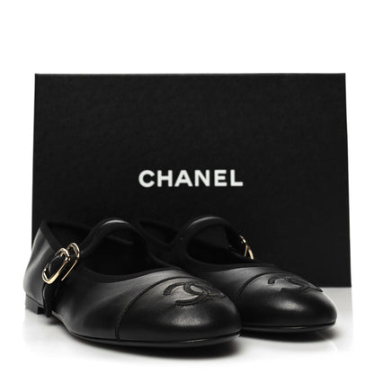 Chanel Lambskin Mary Jane Flats 38 Black 9 of 9