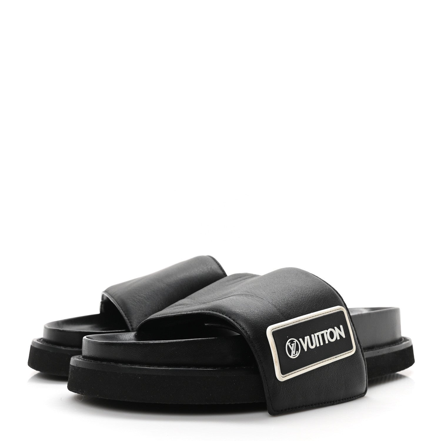 Louis Vuitton Calfskin Womens Pool Pillow Sunset Mules 37.5 Black 4 of 9