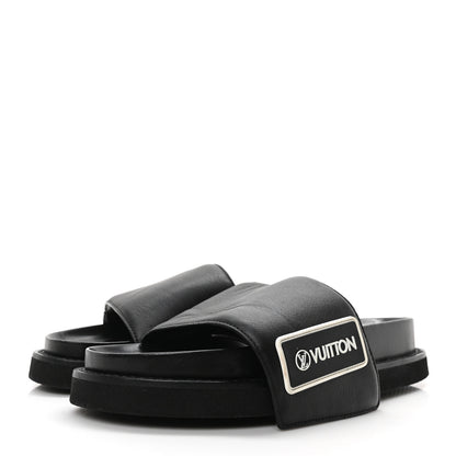 Louis Vuitton Calfskin Womens Pool Pillow Sunset Mules 37.5 Black 4 of 9