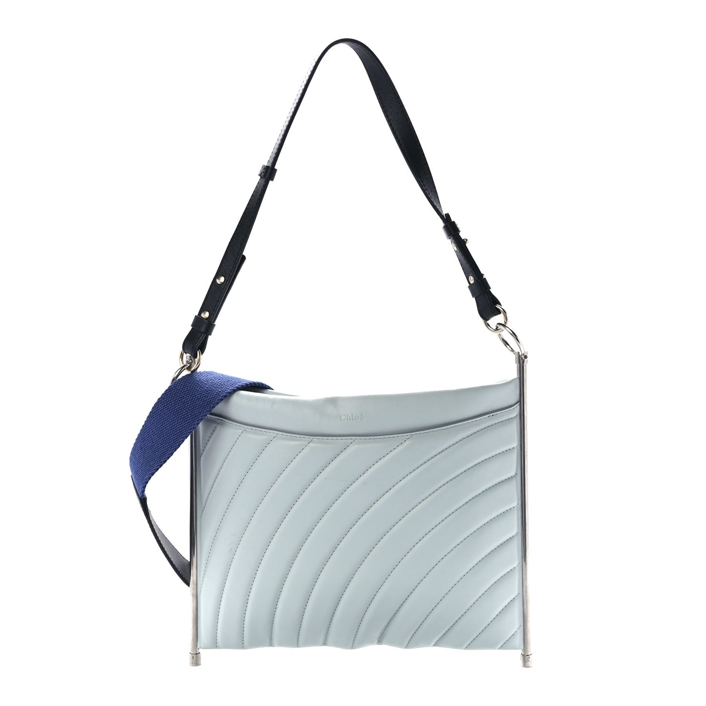 Smooth Calfskin Quilted Medium Roy Clutch Airy Grey