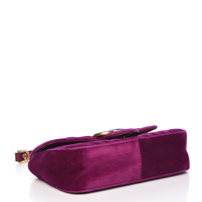 Gucci Velvet Matelasse Mini GG Marmont Shoulder Bag Fuchsia Violet Cyclamen 4 of 10