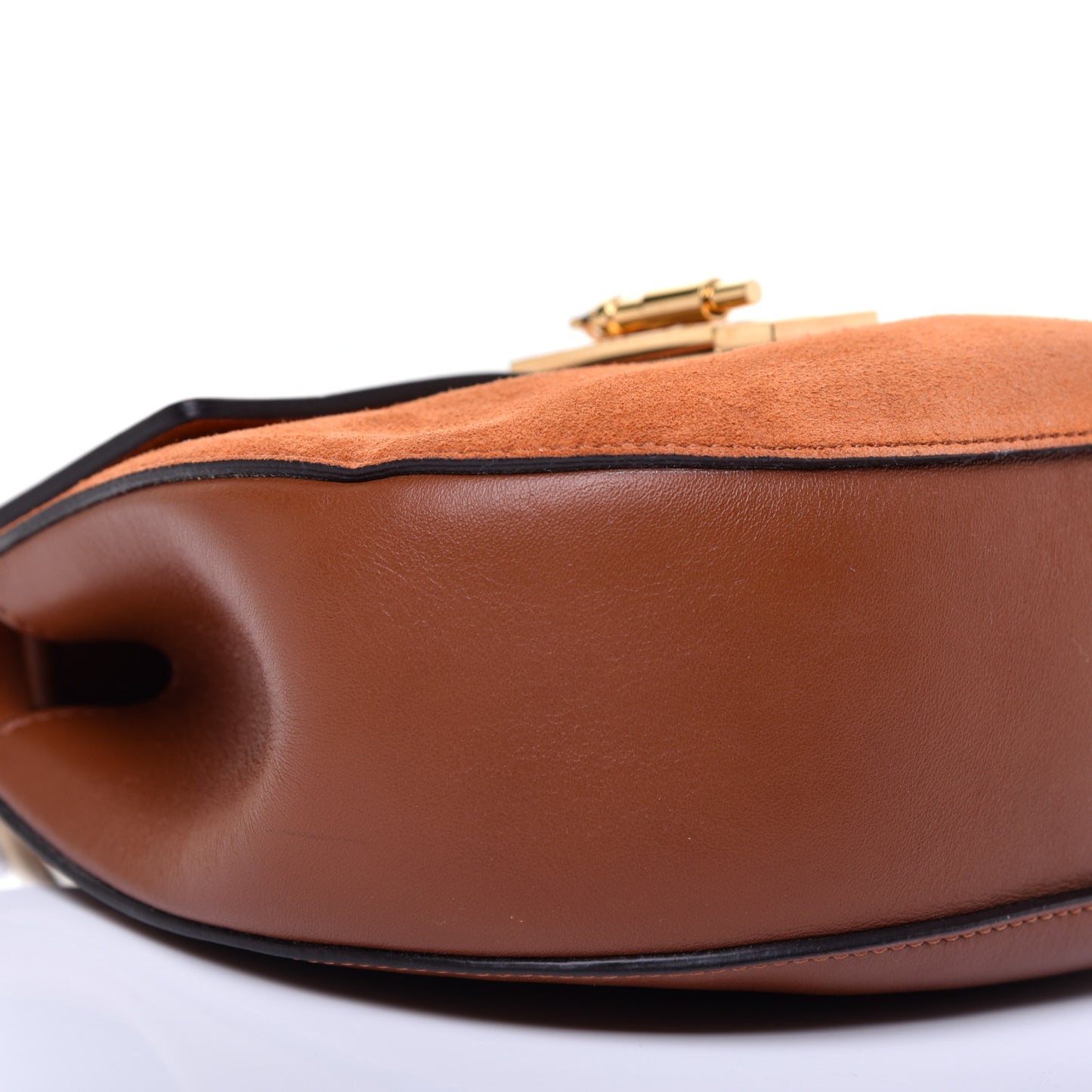 Suede Smooth Calfskin Drew Shoulder Bag Classic Tobacco