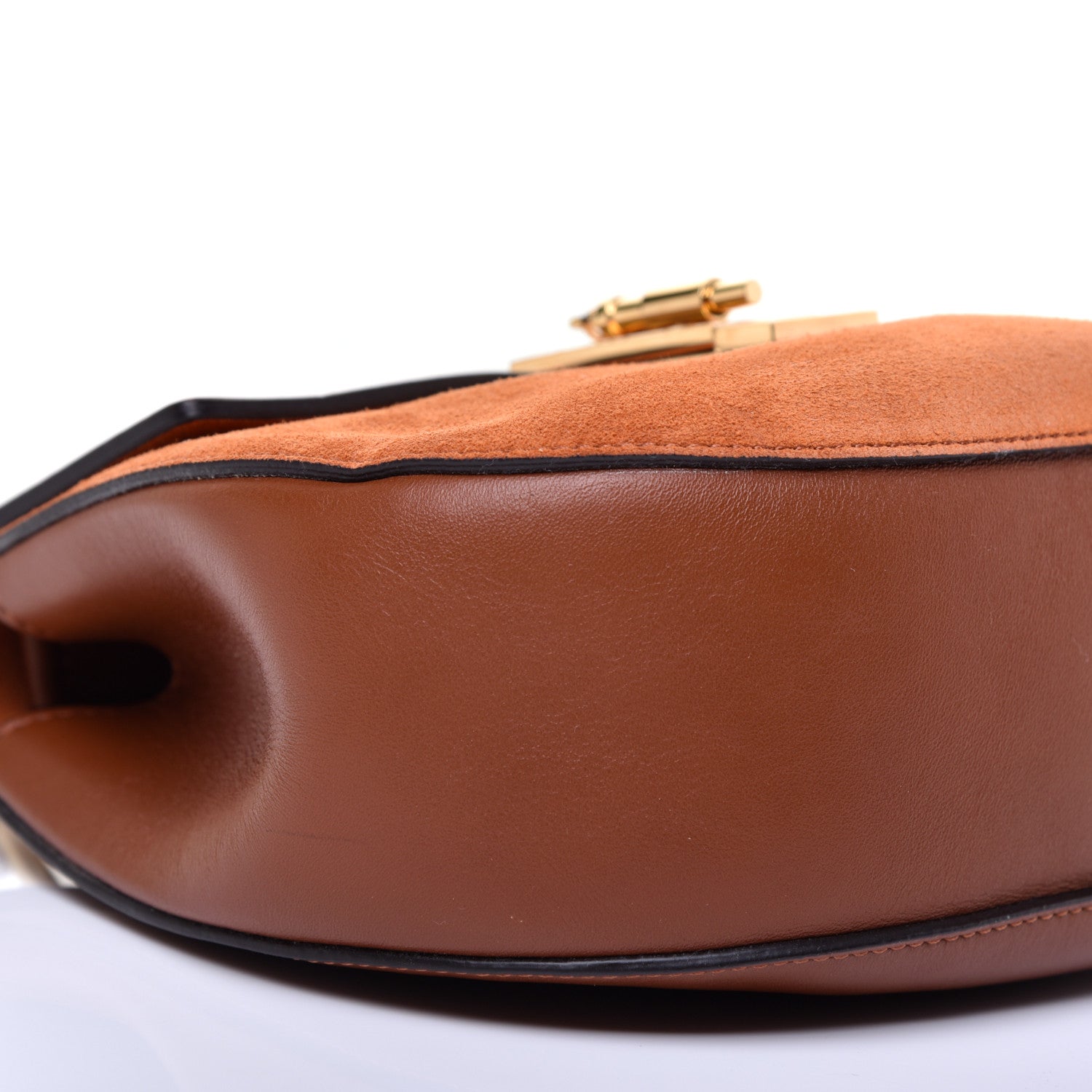 Chloe Suede Smooth Calfskin Drew Shoulder Bag Classic Tobacco 6 of 11