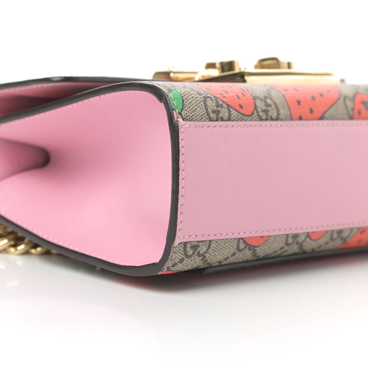 GG Supreme Monogram Strawberry Small Padlock Shoulder Bag