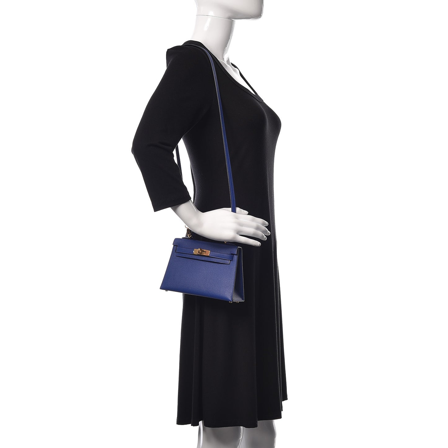 Epsom Mini Kelly Sellier 20 Bleu Electrique