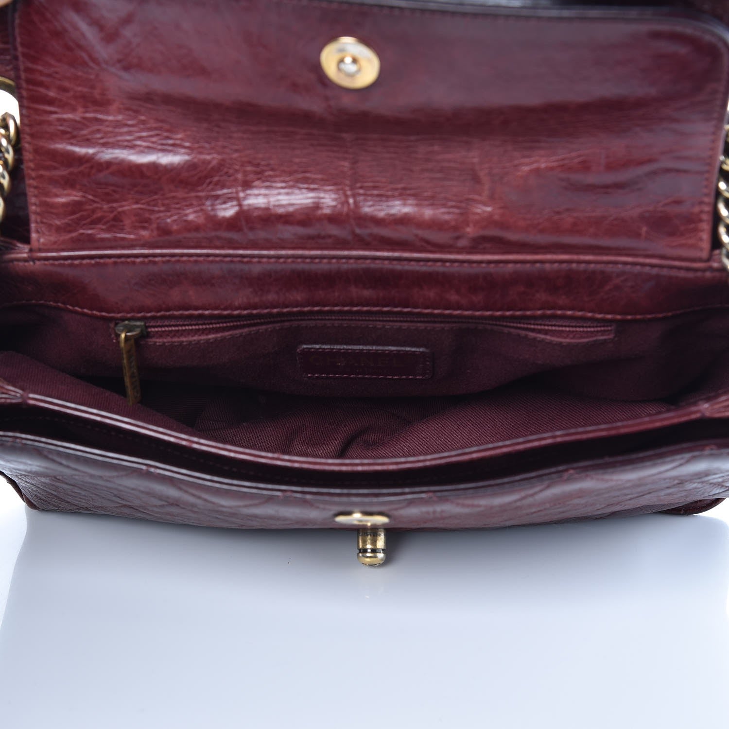 Chanel Glazed Calfskin Quilted Large Perfect Edge Flap Bordeaux 6 of 12