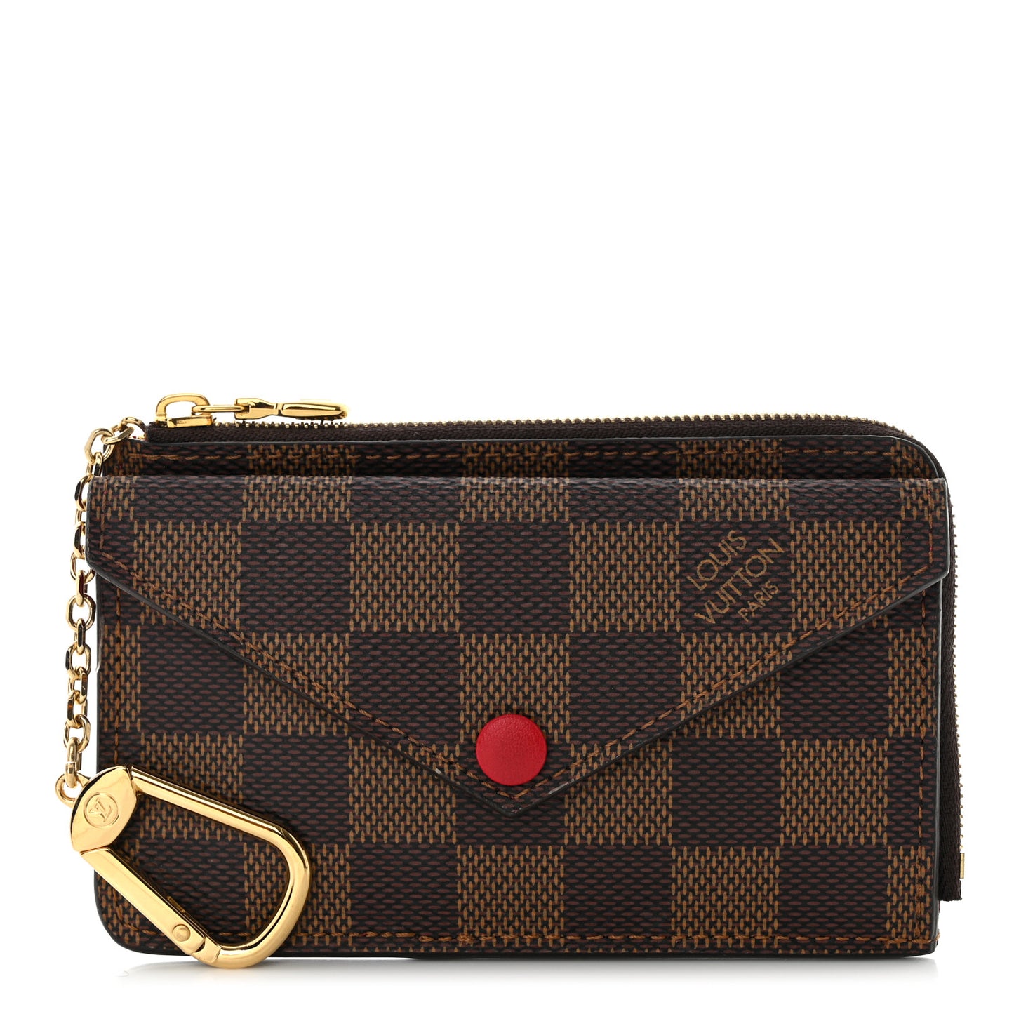 Damier Ebene Recto Verso Card Holder Red