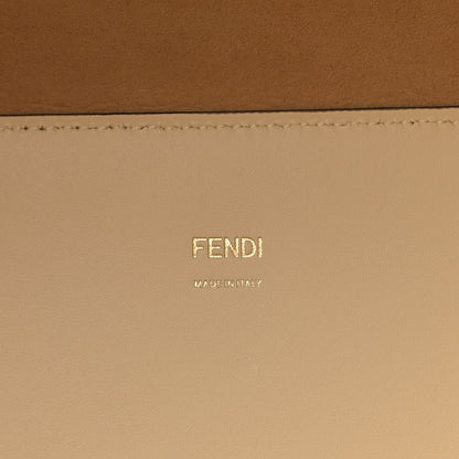 Fendi Vitello King Plexiglass Metal Stitch Logo Embossed Medium Fendi Sunshine Shopper Tote Pergamena 6 of 10