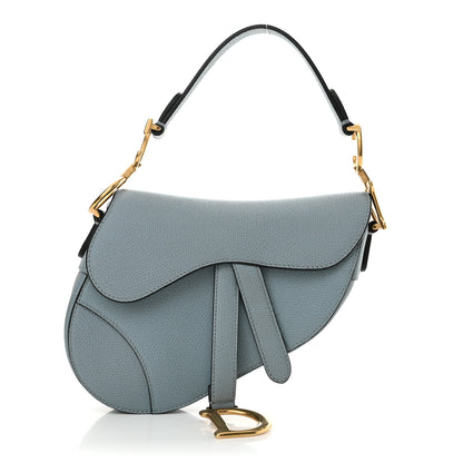 Christian Dior Grained Calfskin Mini Saddle Bag Sky Blue 1 of 10
