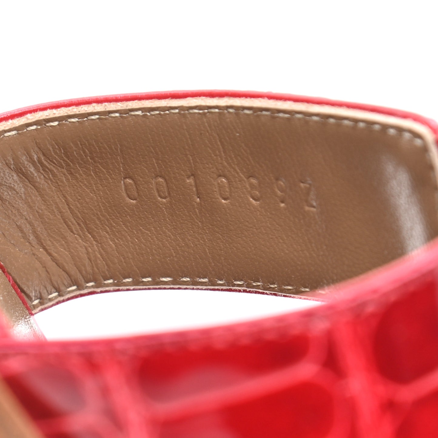 Shiny Alligator Oran Sandals 38 Braise