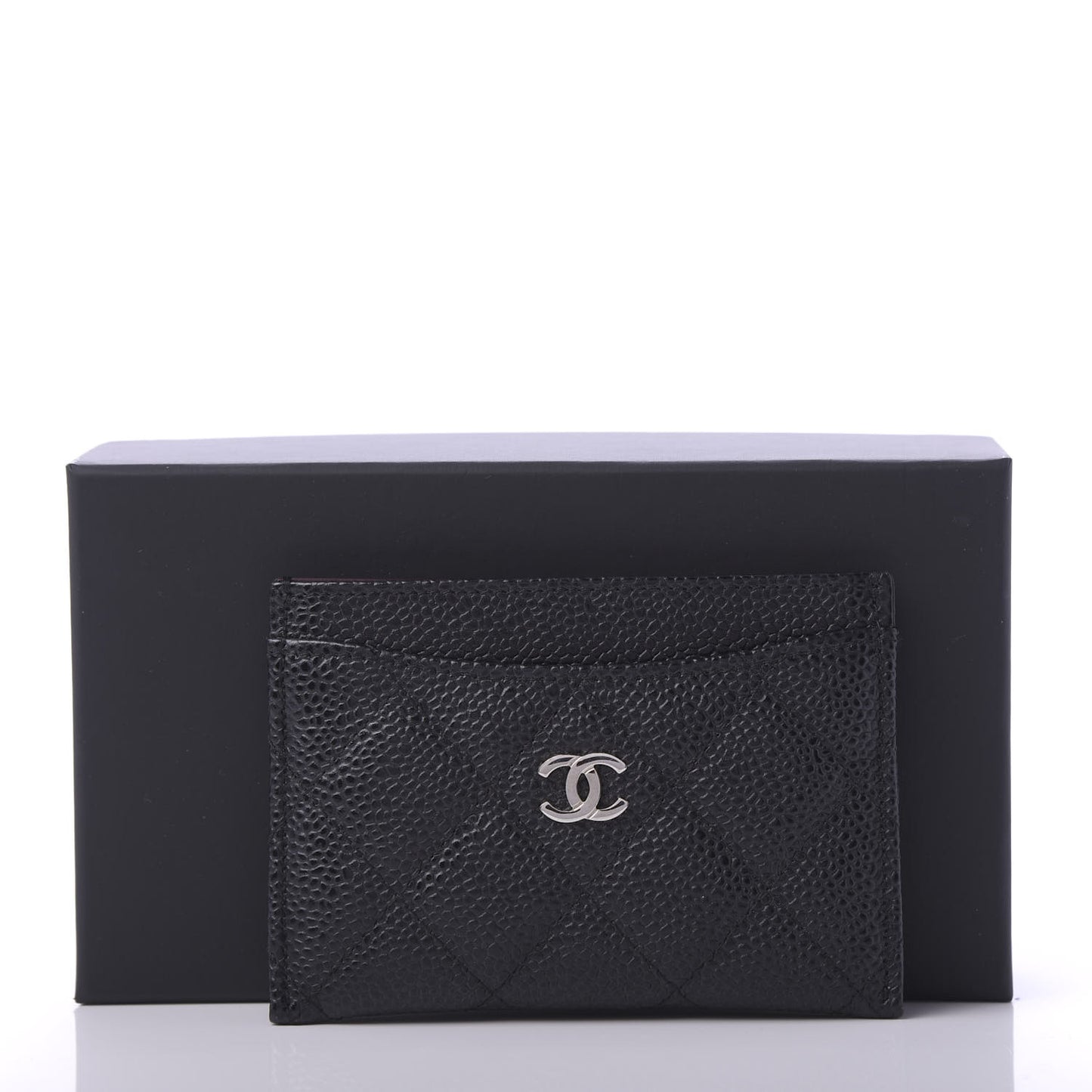 Caviar Quilted Card Holder Black