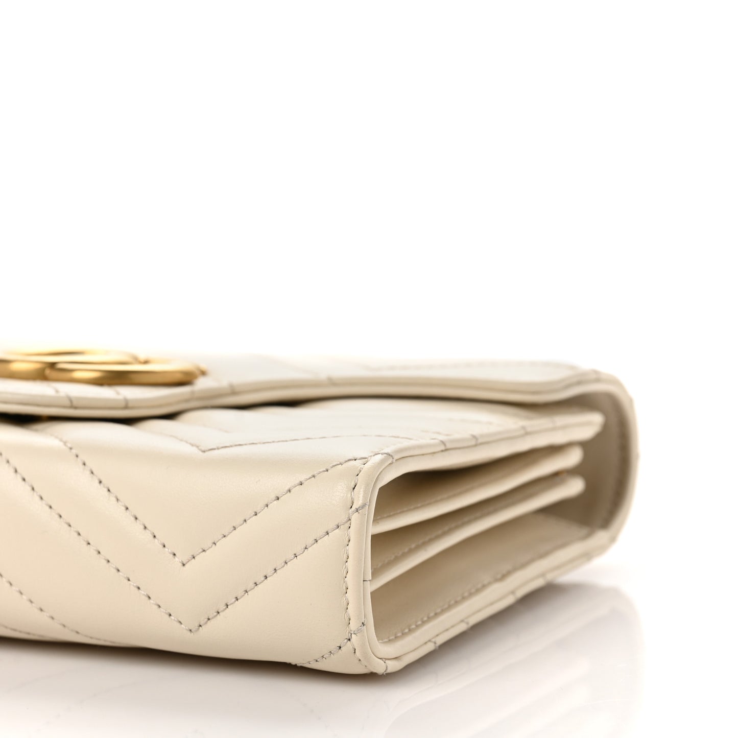 Calfskin Matelasse GG Marmont Chain Wallet Mystic White