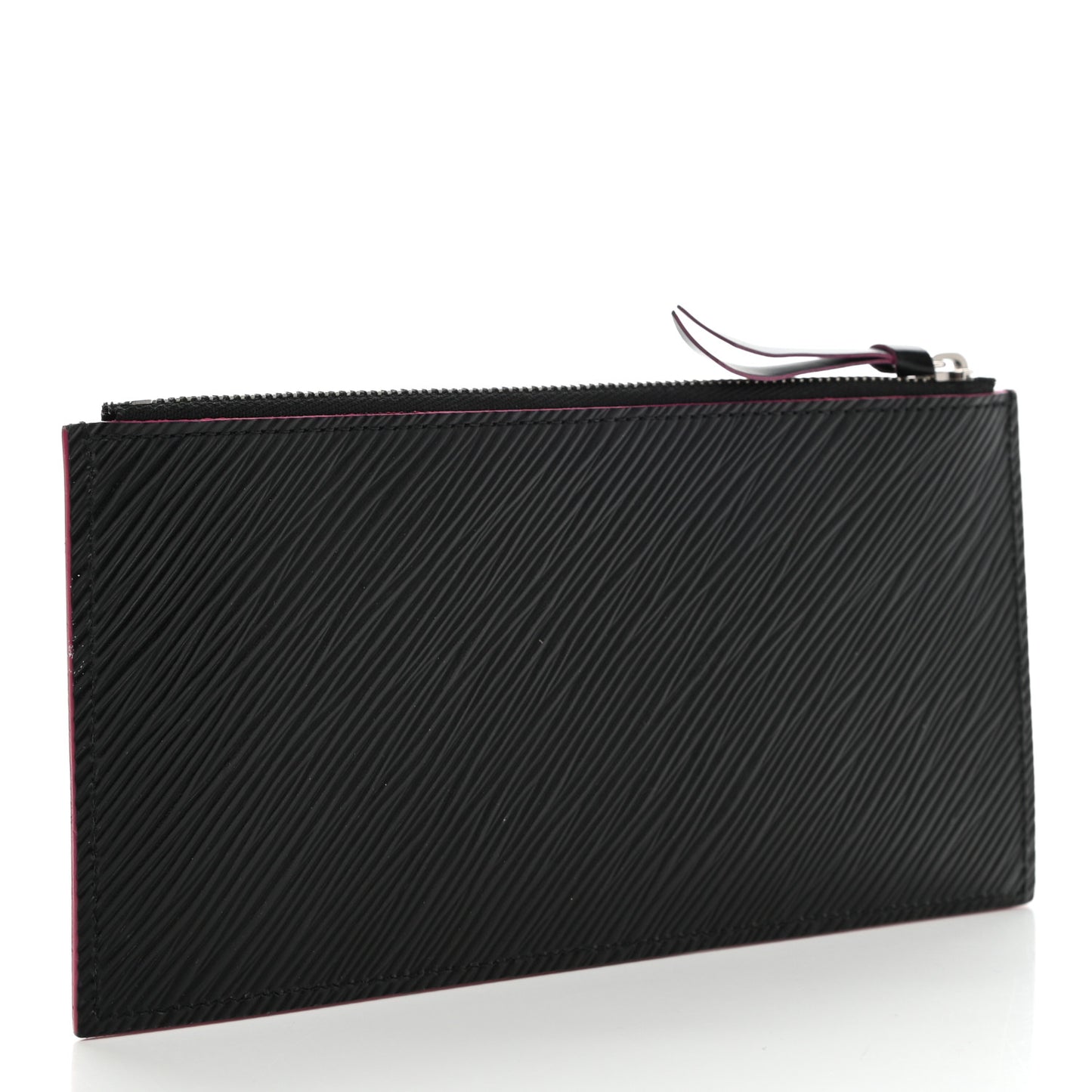 Epi Felicie Chain Wallet Zippered Insert Black Hot Pink