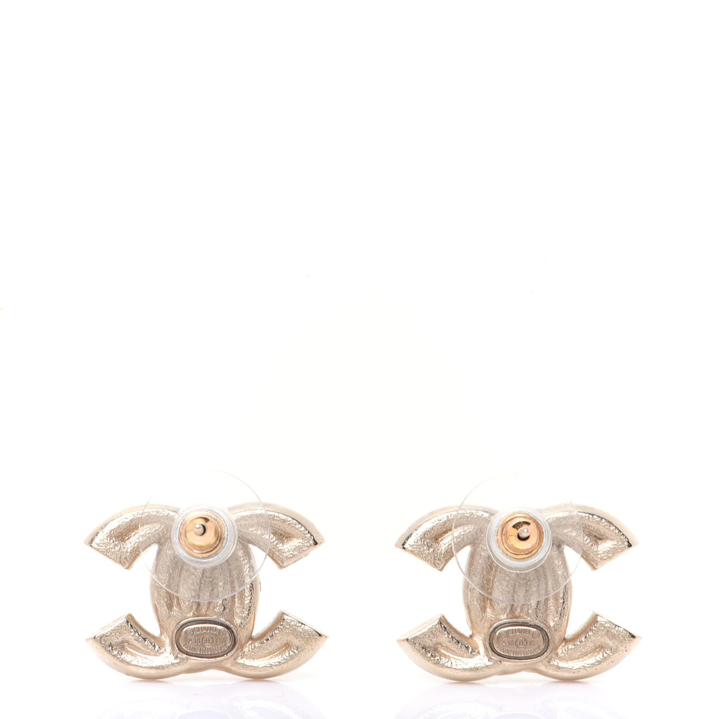 Crystal Double CC Earrings Light Gold