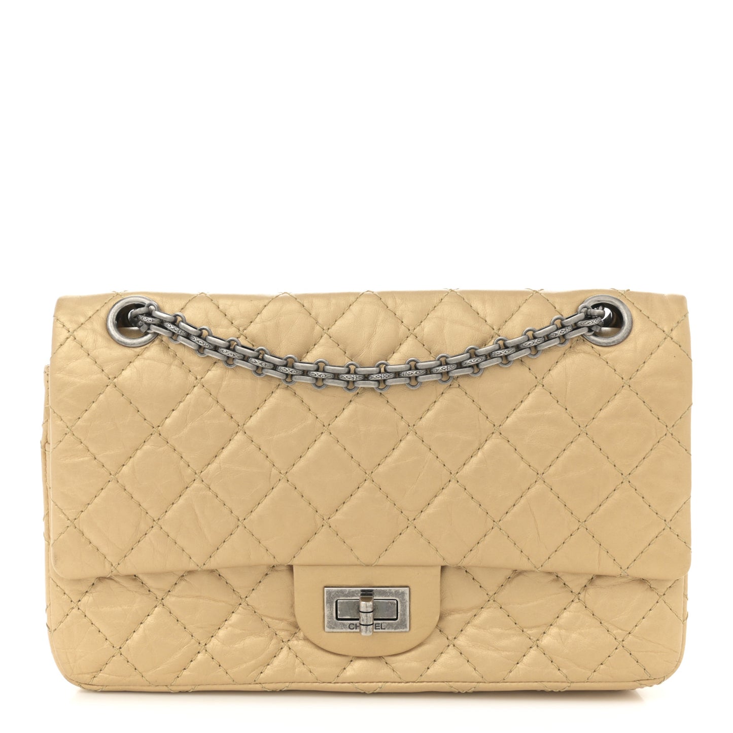 Metallic Aged Calfskin Quilted 2.55 Reissue 225 Flap Gold