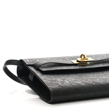 Hermes Ostrich Kelly Wallet To Go Black 7 of 9